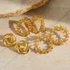1 Pair Casual Basic Simple Style Geometric Leaves Starfish 304 Stainless Steel 18K Gold Plated Ear Studs