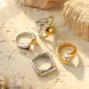 Wholesale Ion Plating (IP) 14K Gold Real Gold Plated Geometric 304 Stainless Steel Hip-Hop Roman Style Commute Waterproof Non Tarnish Rings