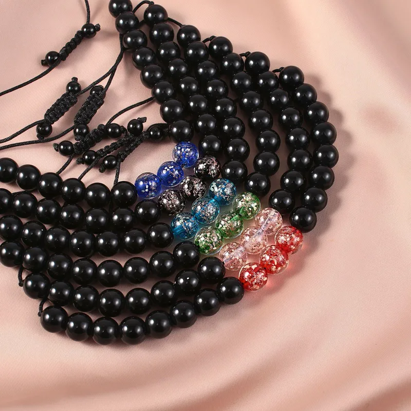 Wholesale Simple Style Geometric Glass Glass Obsidian Bracelets In Bulk