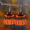 Wholesale Cross-Border New Autumn Harvest Thanksgiving Turkey Pumpkin Funny Pendant Earrings Wooden Double-Sided Earrings Gift