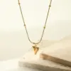 Wholesale PVD Coated Real Gold Plated 18K Gold Heart Shape 201 Stainless Steel Simple Style Waterproof Non Tarnish 201 Stainless Steel Bracelets Necklace