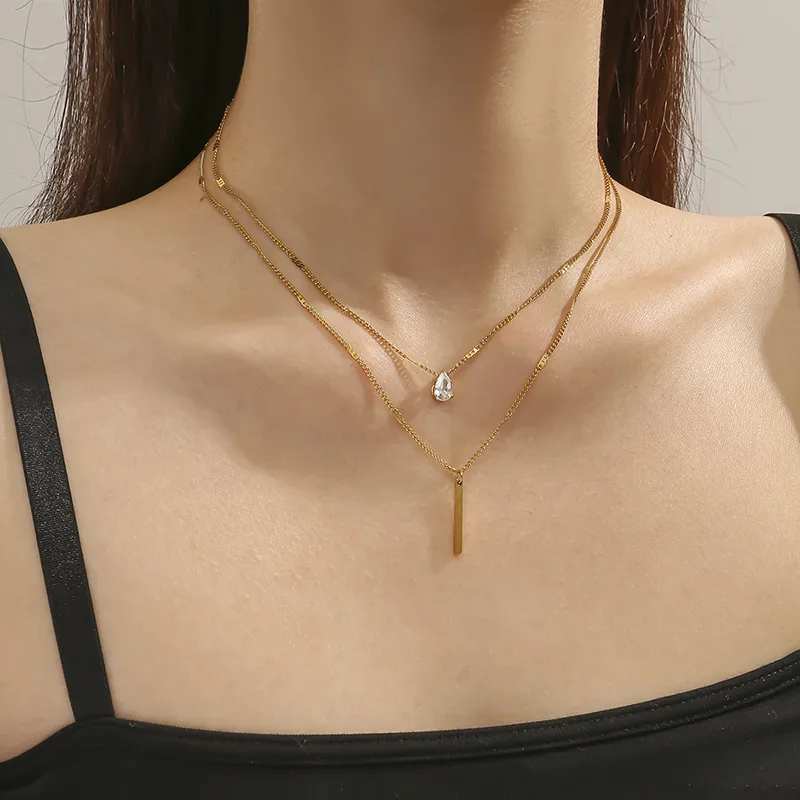 Wholesale PVD Coated Real Gold Plated 18K Gold Letter Lock 304 Stainless Steel Elegant Waterproof Non Tarnish 304 Stainless Steel Layered Necklaces