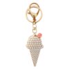 Wholesale New Creative Korean Style Pearl Ice Cream Car Keychain Women's Bag Pendant Metal Key Chain Ring Diamond Gift