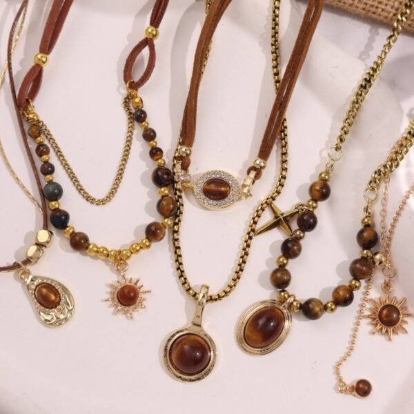oly-3d022d348e5343ac760d09fadb8abcd6 Wholesale Tiger's Eye Pendant Double Necklace
