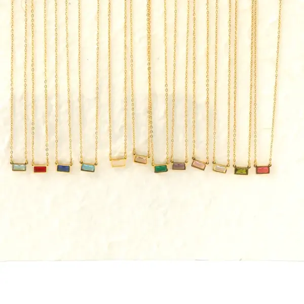 PVD Coated 18K Gold Plated Rectangle 304 Stainless Steel IG Style Modern Style Classic Style Waterproof Non Tarnish 304 Stainless Steel Lobster Trigger Clasp Closure Pendant Necklace