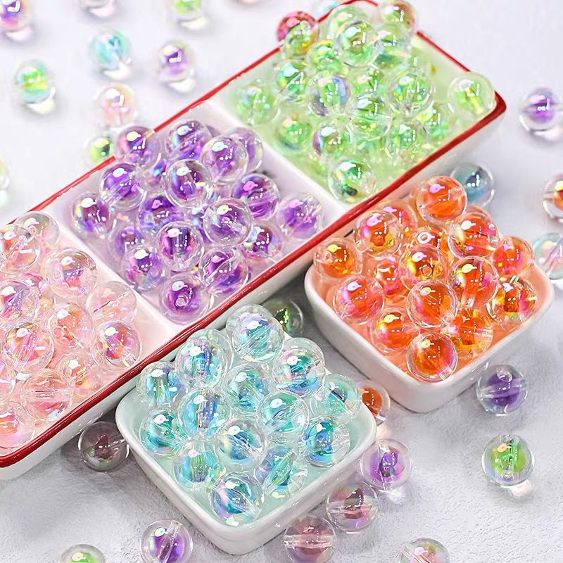 Wholesale 16mm High goods uv transparent sugar heart round beads straight hole beaded diy handmade mobile phone chain bracelet material jewelry aessor