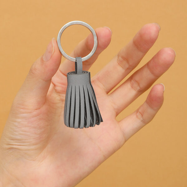 Wholesale Grey Reflective Tassel Night Light Luminous Leather PU Keychain Pendant European and American Cross-border Amazon