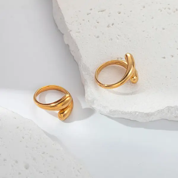 Wholesale Jewelry Simple Style Geometric 304 Stainless Steel 14K Gold Plated Plating Stainless Steel Rings