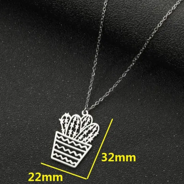 Wholesale Jewelry Fashion Cactus 201 Stainless Steel 18K Gold Plated Plating Stainless Steel Necklaces