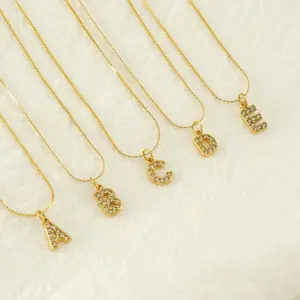 PVD Coated 18K Gold Plated Letter 304 Stainless Steel Simple Style Waterproof Non Tarnish 304 Stainless Steel Pendant Necklace