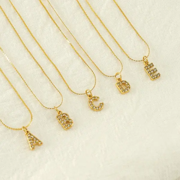 PVD Coated 18K Gold Plated Letter 304 Stainless Steel Simple Style Waterproof Non Tarnish 304 Stainless Steel Pendant Necklace