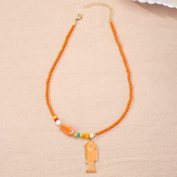 Wholesale Bohemian Summer Glass Bead Fish Starfish Pendant Necklace