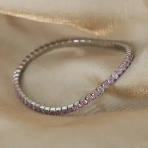 E048-Pink Zircon Steel Bracelet