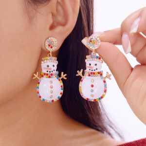 Christmas Rhinestone Snowman Earrings