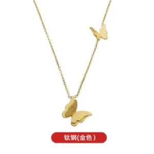 16 [Ah6009] Butterfly Necklace / Gold