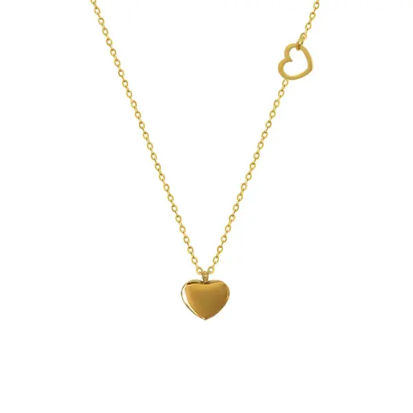 Wholesale PVD Coated Real Gold Plated 18K Gold Heart 304 Stainless Steel Waterproof Non Tarnish 304 Stainless Steel Necklace