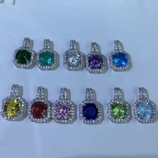 Wholesale Korean Style Geometric Copper Zircon Pendant Necklace Ear Studs 1 Set