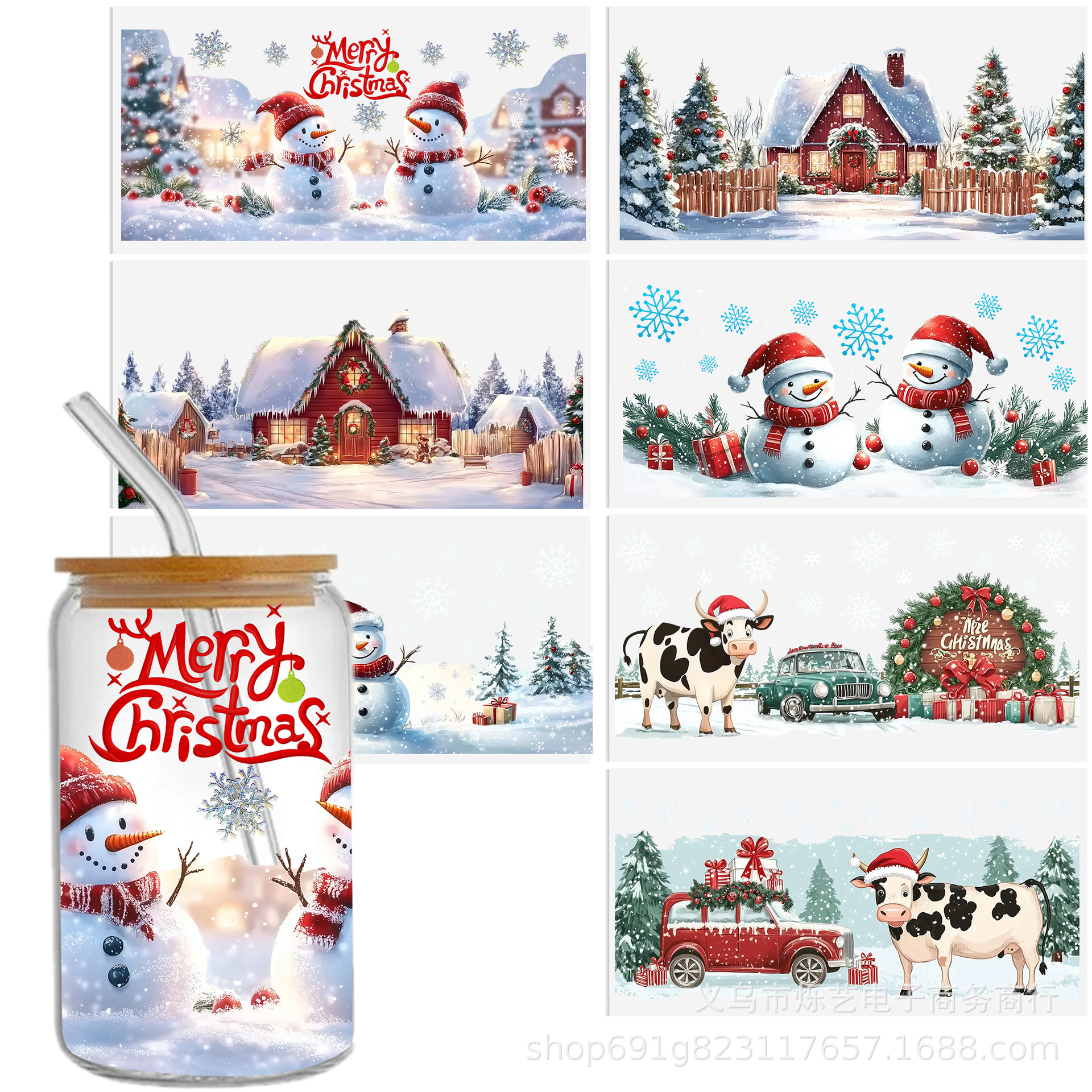 Wholesale Christmas Collection 16oz C UV DTF Wraps