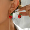Wholesale Cross Border Hot Red Apple Resin Earrings Cute Sweet Fashion Small Elegant Earrings