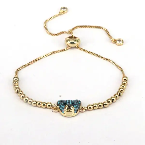 Wholesale Streetwear Bear Copper 18k Gold Plated Zircon Bracelets In Bulk