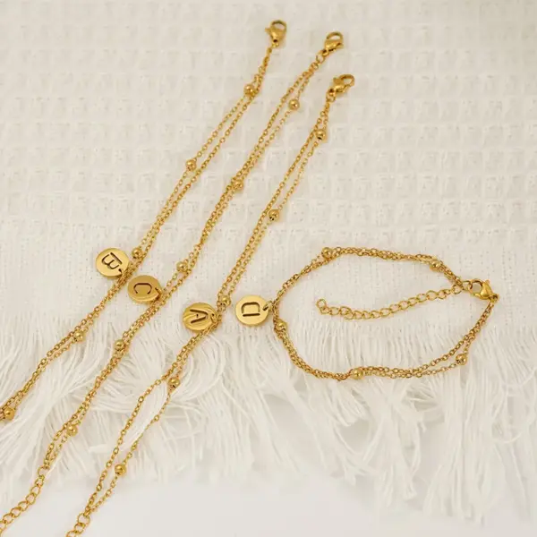 Wholesale Versatile Titanium Steel Gold Plated Stainless Steel Bracelet Women's Jewelry Letter Stackable Wristband Business Casual Style