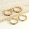 Wholesale 1 Pair Fashion Geometric Inlay Titanium Steel Rhinestones Hoop Earrings