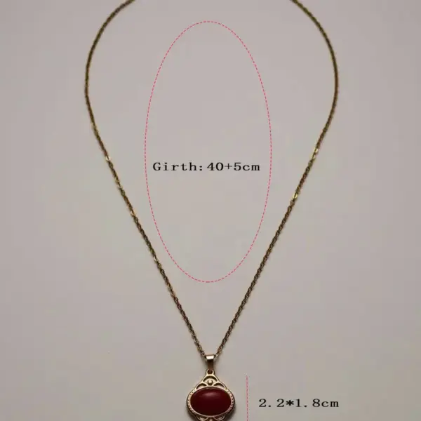 Wholesale 201 Stainless Steel 304 Stainless Steel Ferroalloy Round Oval Eye Electroplating Vacuum Plating Natural Stone Real Gold Plated Vintage Style French Style Waterproof Non Tarnish Inlay O-shaped Chain Gold Pendant Necklace