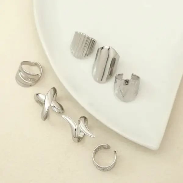 Wholesale Jewelry Classic Style Geometric 304 Stainless Steel Plating Open Rings