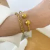 Wholesale PVD Coated Real Gold Plated 18K Gold Heart 304 Stainless Steel Titanium Steel Simple Style Waterproof Non Tarnish 304 Stainless Steel Titanium Steel