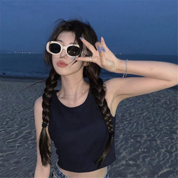 Wholesale Retro Oval Sunglasses Trendy European and American Ins Square and Round Face Slimming Look High-End Internet Celebrity Sunglasses Beach Vacation Glasses
