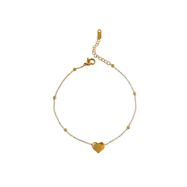 Wholesale Fashion Heart Shape Titanium Steel Plating Women's Anklet