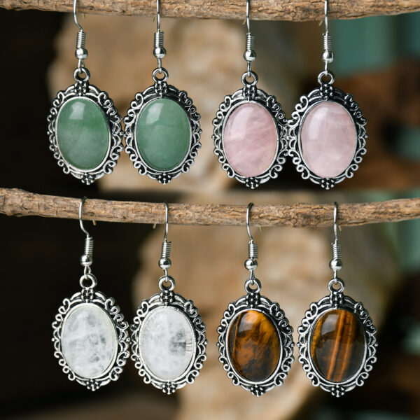 Wholesale European and American Retro Hollow Pink Crystal Pendant Earrings Autumn and Winter Niche Light Luxury High-End Earrings Wholesale Cross-Border Jewelry