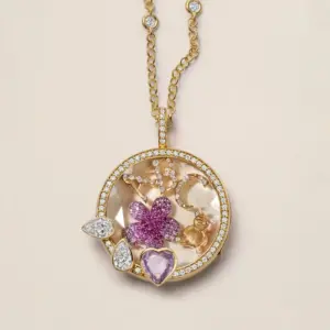 Purple Heart Round Box Necklace-Empty Box