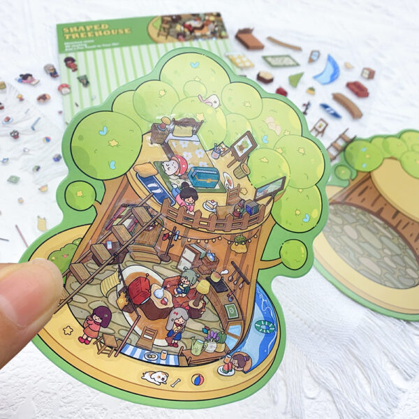 Wholesale Cartoon Big Tree Bookstore Landscaping Stickers Visual 3D Microscopic World Creative DIY Decompression Toy Stickers