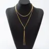Wholesale 304 Stainless Steel Solid Color PVD Coated 18K Real Gold Plated Elegant Waterproof Non Tarnish Plating Long Necklace
