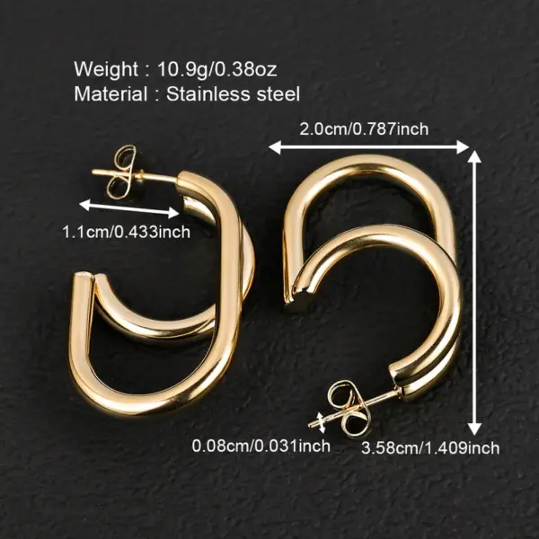 PVD Coated 18K Gold Plated Geometric 201 Stainless Steel Simple Style Ear Studs