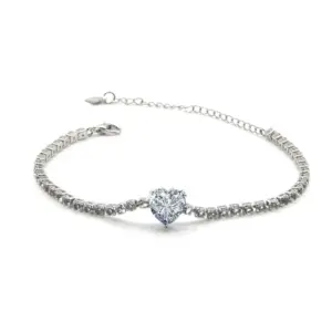 White-Heart-Shaped Rhinestone Bracelet