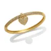 Wholesale 1 Piece Retro Heart Shape Copper Plating Inlay Zircon Bangle