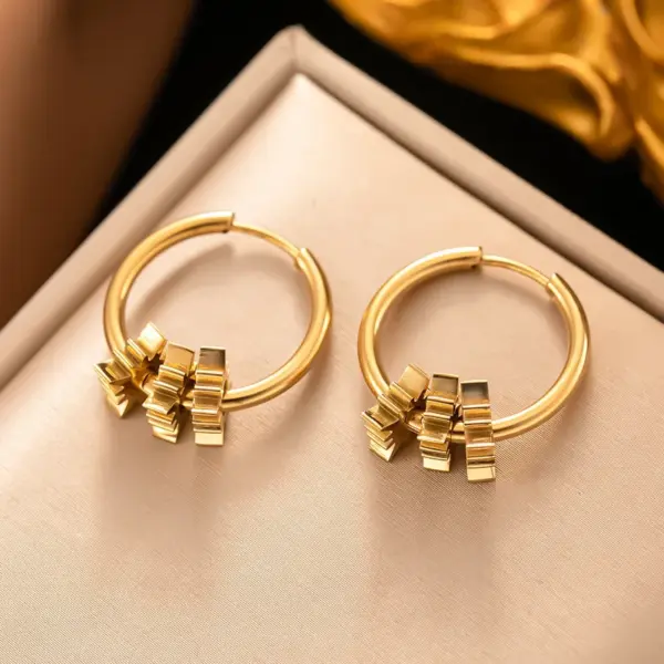 PVD Coated Real Gold Plated Geometric 304 Stainless Steel Simple Style Commute Waterproof Non Tarnish Drop Earrings Ear Studs