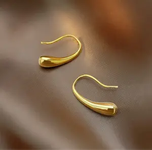 Wholesale 304 Stainless Steel Irregular PVD Coated 18K Real Gold Plated 18K Gold Simple Style Waterproof Non Tarnish Plating Drop Earrings