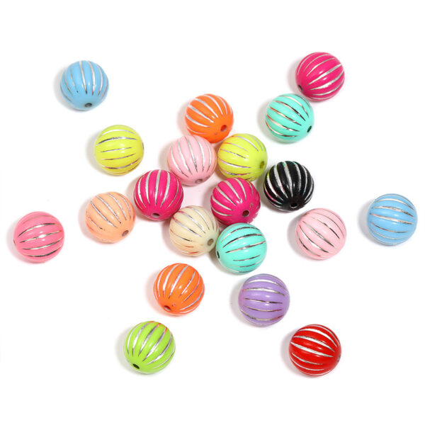 Wholesale 15mm Acrylic Colorful Lantern Beads, Gold-Painted Pumpkin Beads, DIY Mobile Phone Chain/Keychain Beads, Loose Beads