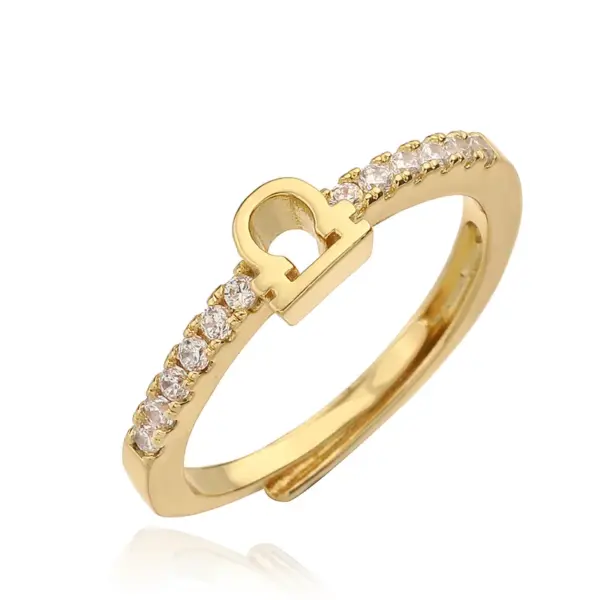 Wholesale Copper 18K Gold Plated IG Style Hip-Hop Simple Style Plating Inlay Constellation Zircon Adjustable Ring