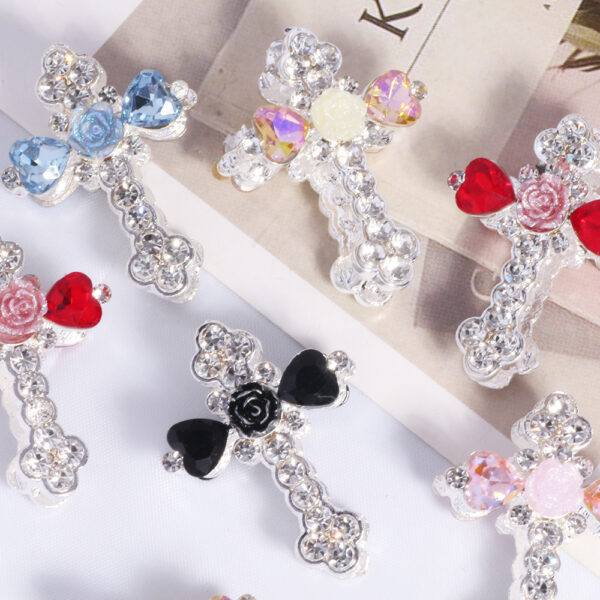 Wholesale Double-sided alloy flower cross straight hole loose beads beaded DIY mobile phone chain key chain bag chain jewelry accessories