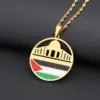 Wholesale Stainless Steel Pendant Necklace Palestinian Flag Map Design Fashionable OL Style Oil Drop Geometric Patterned Jewelry