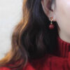 oly-3d6efe7ddefd0f4bc845135eaa5a9637 Wholesale Red Rose Pearl Earrings Women's Light Luxury High-end Autumn and Winter Elegant Sier Long Earrings Year Earrings