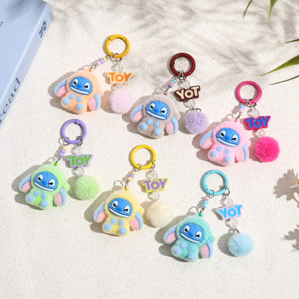 Wholesale Flocked Cartoon DIY Keychain