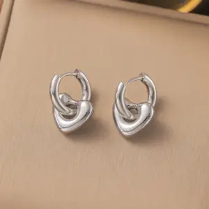 【G20】Ear Ring Love Earrings / Steel Color
