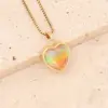 Fashion Heart Shape Stainless Steel Pendant Necklace Gold Plated Artificial Crystal Stainless Steel Necklaces 1 Piece