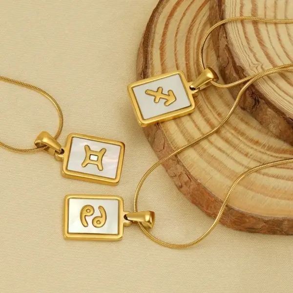 Wholesale PVD Coated Constellation Stainless Steel Simple Style Waterproof Non Tarnish 304 Stainless Steel Pendant Necklace