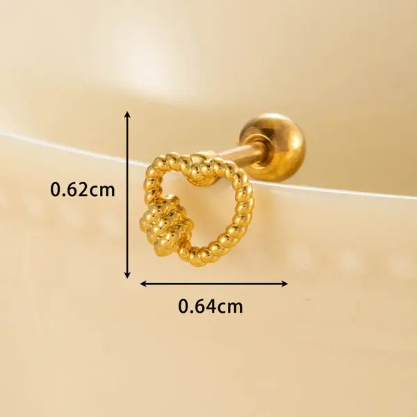Wholesale 1 Piece Ear Cartilage Rings & Studs Casual Simple Style Classic Style Heart Shape Flower Copper Inlay Zircon